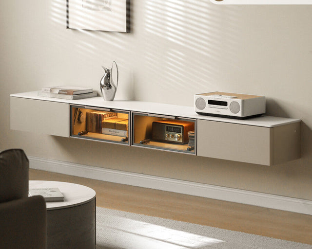 GENJI Kaelin Modern Solid Wood Wall-Mounted TV Cabinet with Light from GENJI
