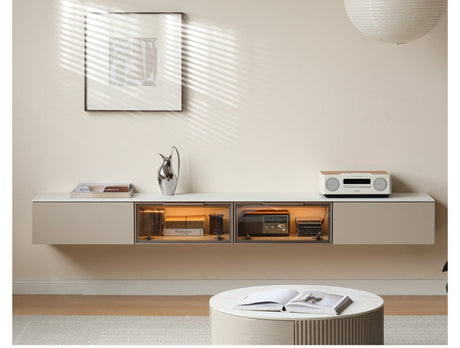 GENJI Kaelin Modern Solid Wood Wall-Mounted TV Cabinet with Light from GENJI