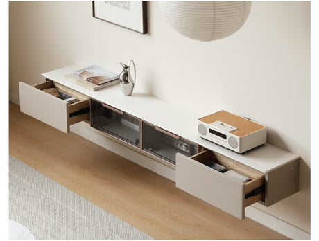GENJI Kaelin Modern Solid Wood Wall-Mounted TV Cabinet with Light from GENJI
