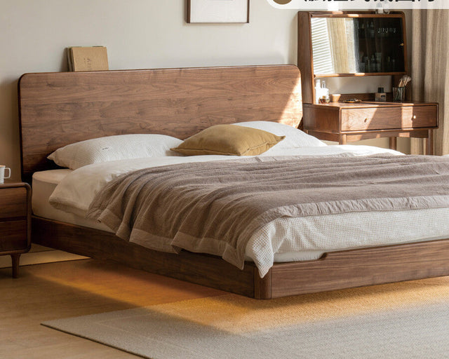 GENJI Kagoshima Elegant Solid Wood Bed with Luminous Edges from GENJI