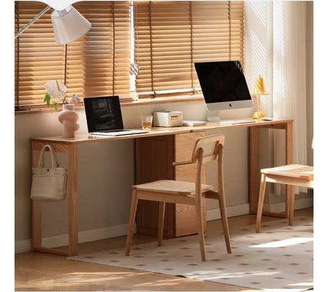 GENJI Kairos Solid Oak Double Computer Desk with Drawer from GENJI