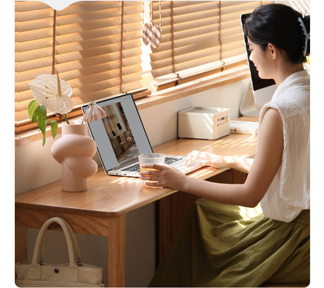 GENJI Kairos Solid Oak Double Computer Desk with Drawer from GENJI