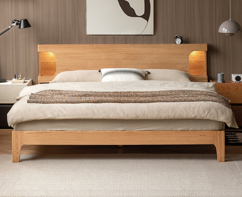 GENJI Miyamoto Solid Wood Nordic Double Bed - Luminous Oak Design from GENJI