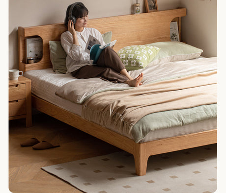 GENJI Miyamoto Solid Wood Nordic Double Bed - Luminous Oak Design from GENJI