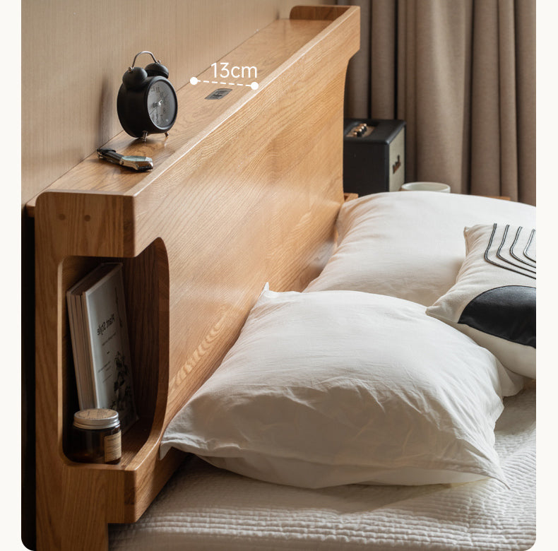 GENJI Miyamoto Solid Wood Nordic Double Bed - Luminous Oak Design from GENJI