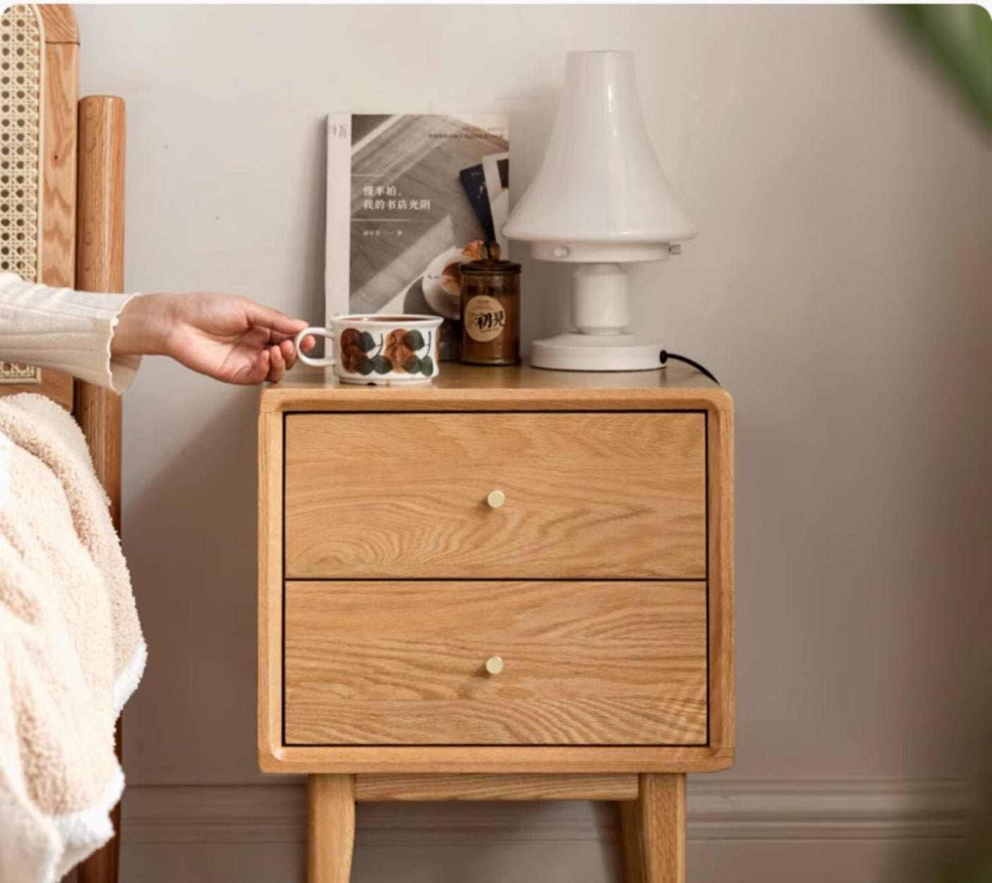 GENJI Santiago Rustic Oak Simple Bedside Table from GENJI