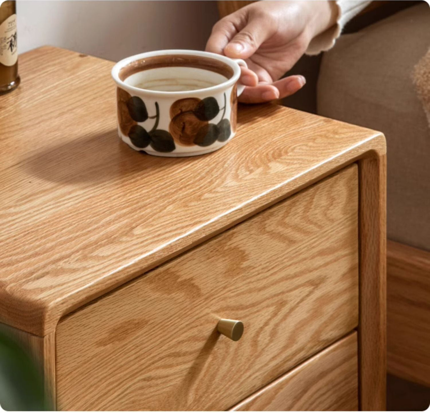 GENJI Santiago Rustic Oak Simple Bedside Table from GENJI