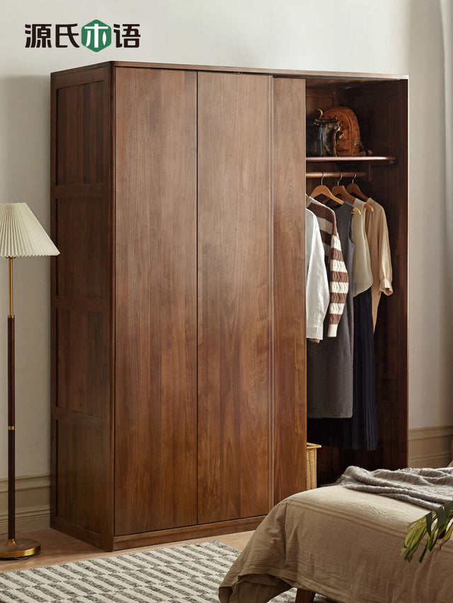 GENJI Sapporo Rustic Black Walnut Sliding Door Wardrobe from GENJI