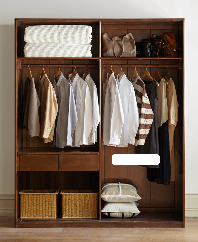 GENJI Sapporo Rustic Black Walnut Sliding Door Wardrobe from GENJI