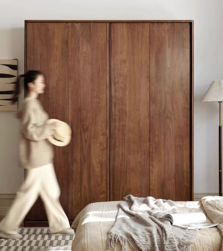 GENJI Sapporo Rustic Black Walnut Sliding Door Wardrobe from GENJI