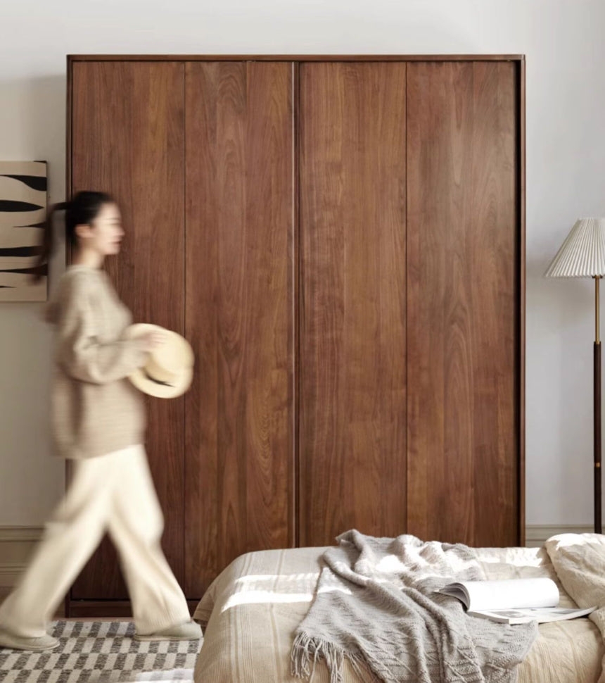 GENJI Sapporo Rustic Black Walnut Sliding Door Wardrobe from GENJI