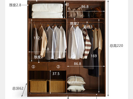 GENJI Sapporo Rustic Black Walnut Sliding Door Wardrobe from GENJI