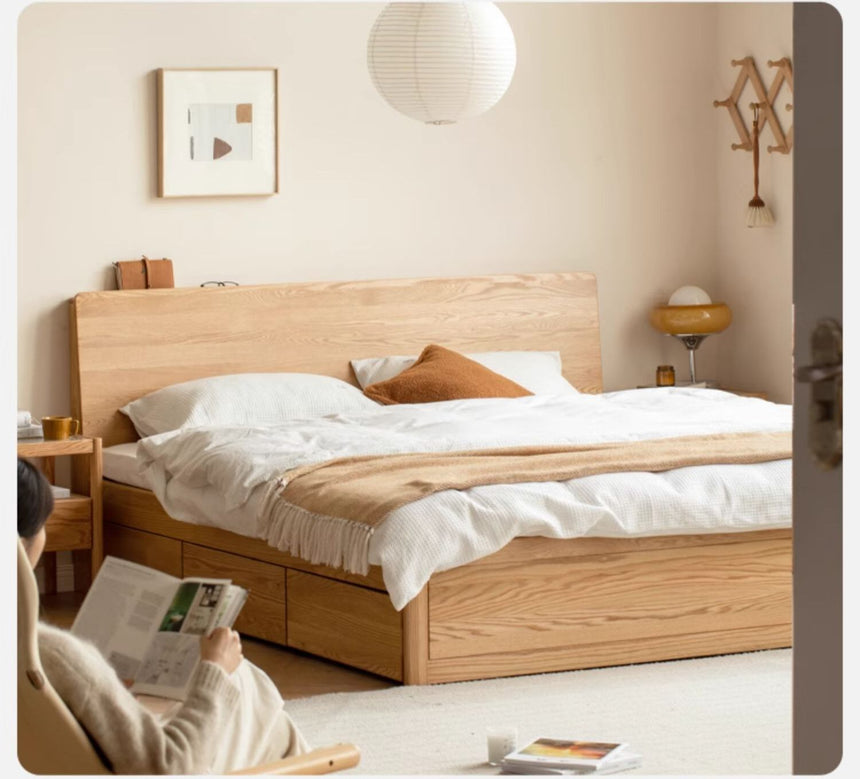 GENJI Takamatsu Elegant Solid Wood Drawer Bed from GENJI