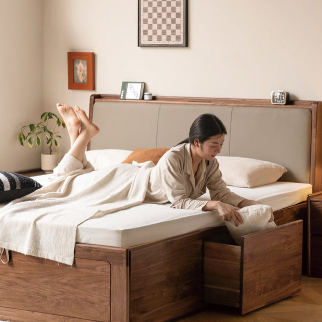 GENJI Tsubaki Elegant Wooden Storage Bed from GENJI