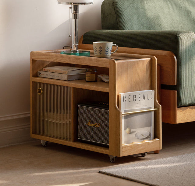 GENJI Tsubasa Rustic Minimalist Solid Wood Side Table from GENJI