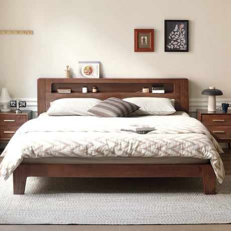 GENJI Yamanaka Solid Oak Modern Bed with Socket - Nordic Style Single Bed from GENJI