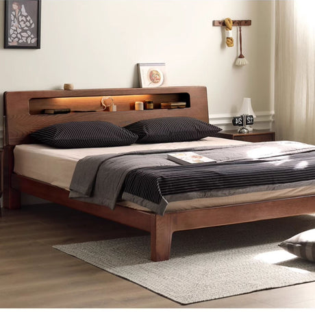 GENJI Yamanaka Solid Oak Modern Bed with Socket - Nordic Style Single Bed from GENJI