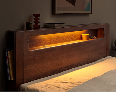 GENJI Yamanaka Solid Oak Modern Bed with Socket - Nordic Style Single Bed from GENJI