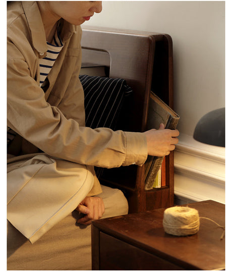 GENJI Yamanaka Solid Oak Modern Bed with Socket - Nordic Style Single Bed from GENJI