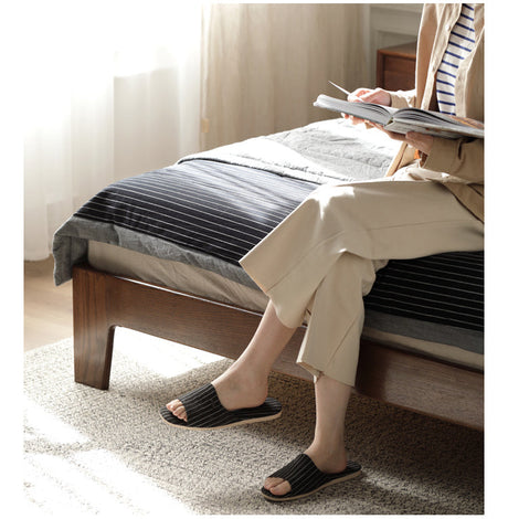 GENJI Yamanaka Solid Oak Modern Bed with Socket - Nordic Style Single Bed from GENJI