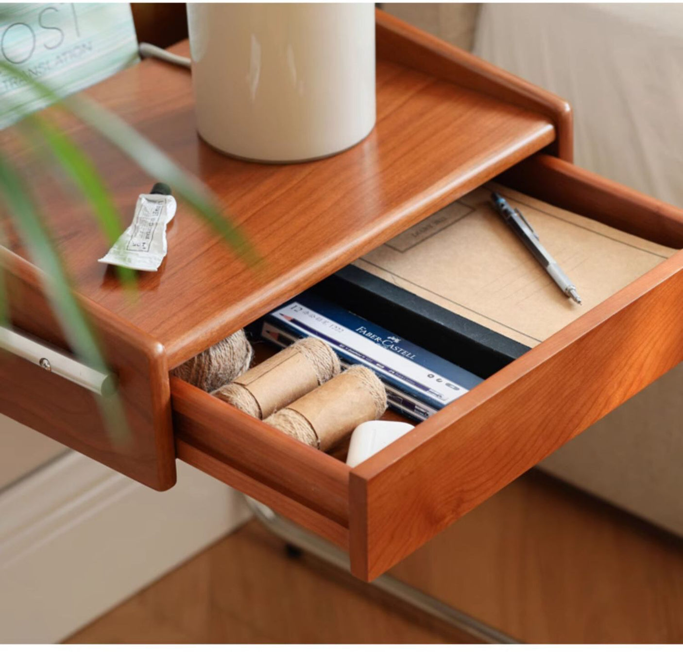 HANKE Barcelona  Cherry-Wood Bauhaus Bedside Table from HANKE