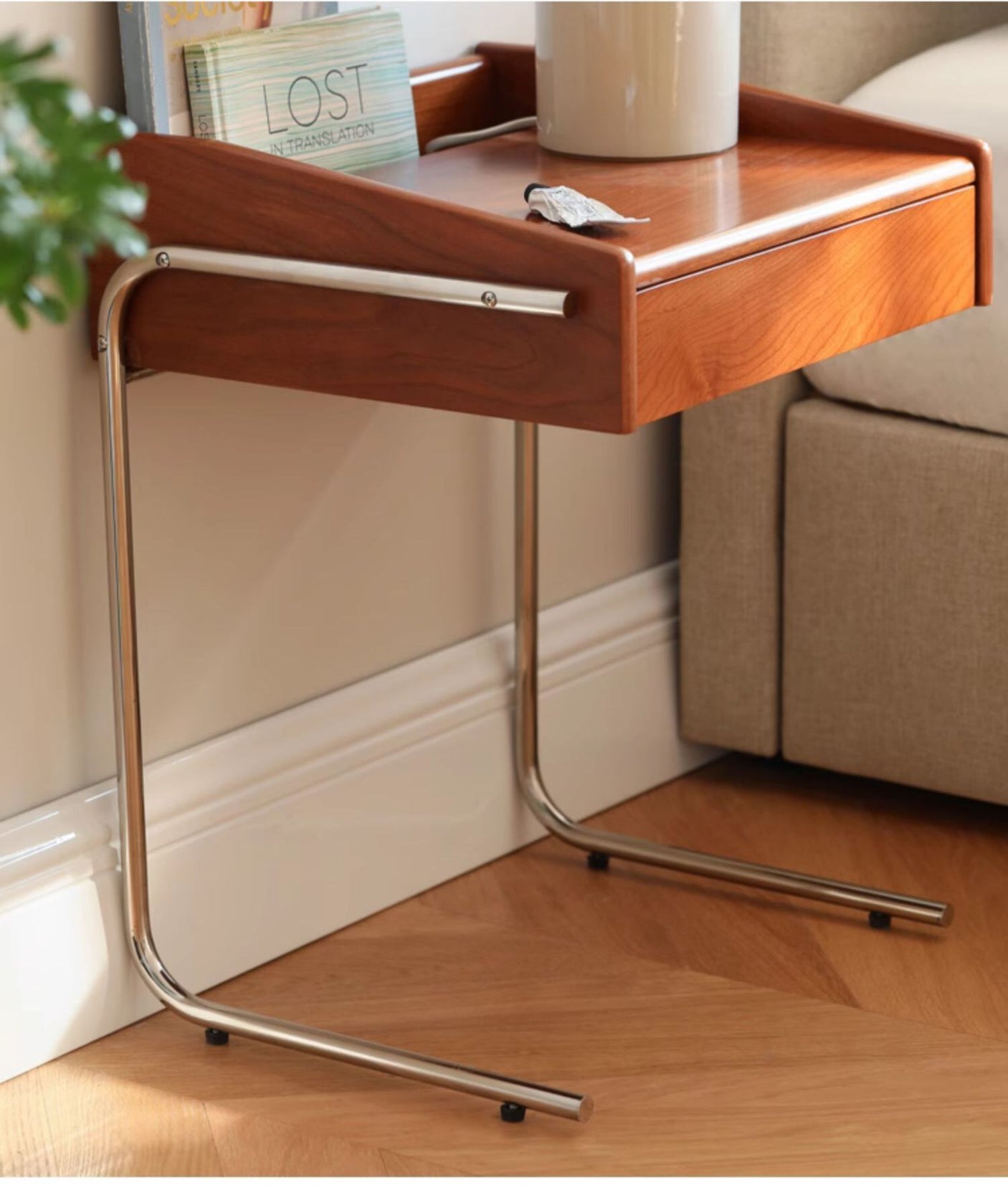 HANKE Barcelona  Cherry-Wood Bauhaus Bedside Table from HANKE