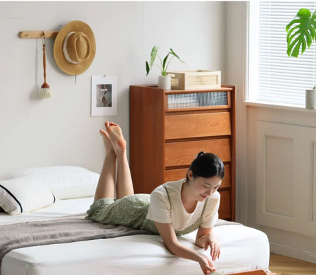 HANKE Isabell Elegant Cherrywood Tatami Bed Frame from HANKE