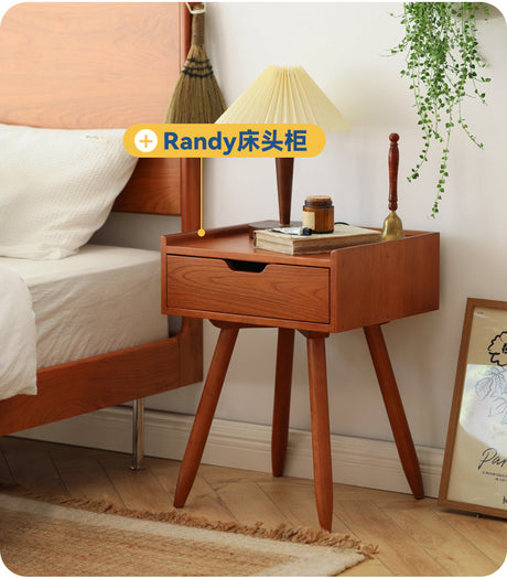 HANKE Isolde Modern Simple Cherry Wood Double Bed with Multifunctional Storage from HANKE
