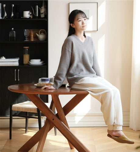 HANKE Quinton Minimalist Cherry Wooden Dining Table from HANKE