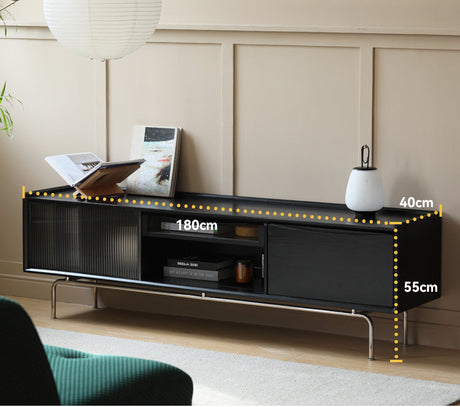 HANKE Santiago Retro Solid Wood TV Cabinet with Glass Doors - Living Room Storage Solution from HANKE