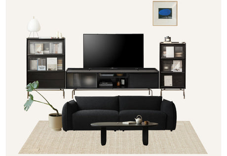 HANKE Santiago Retro Solid Wood TV Cabinet with Glass Doors - Living Room Storage Solution from HANKE