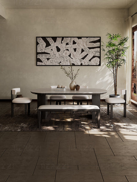 HERZZI Alaric Rustic Elegant Black Oval Dining Set from HERZZI