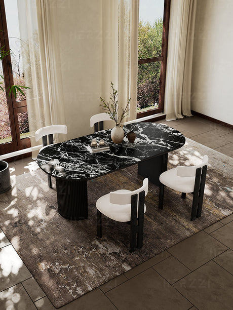 HERZZI Alaric Rustic Elegant Black Oval Dining Set from HERZZI