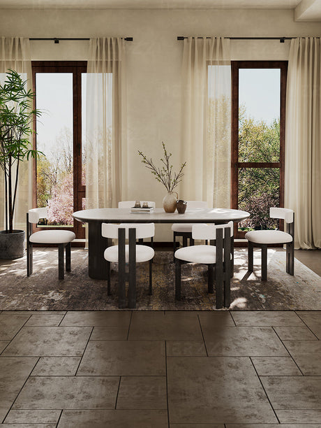HERZZI Alaric Rustic Elegant Black Oval Dining Set from HERZZI