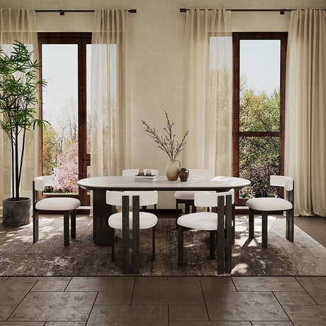 HERZZI Alaric Rustic Elegant Black Oval Dining Set from HERZZI