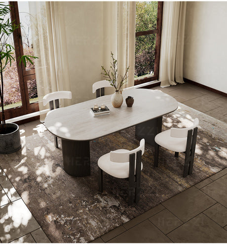HERZZI Alaric Rustic Elegant Black Oval Dining Set from HERZZI