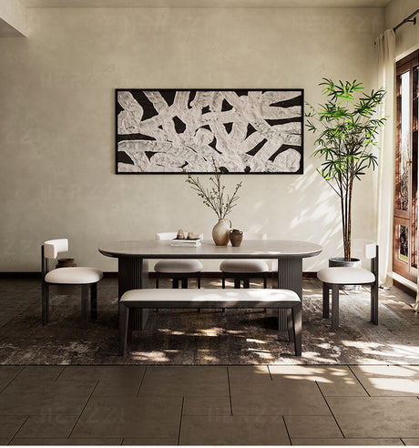 HERZZI Alaric Rustic Elegant Black Oval Dining Set from HERZZI