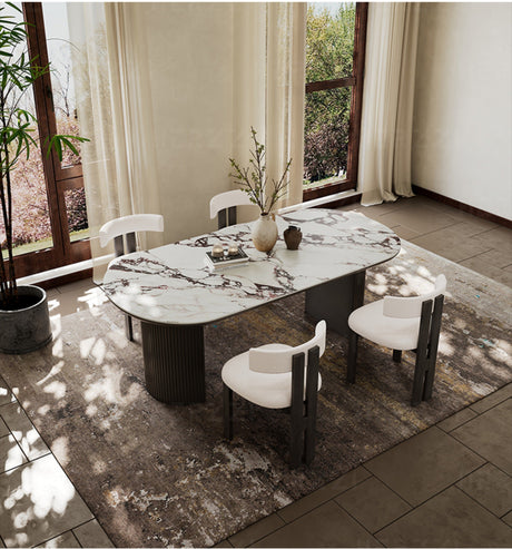 HERZZI Alaric Rustic Elegant Black Oval Dining Set from HERZZI