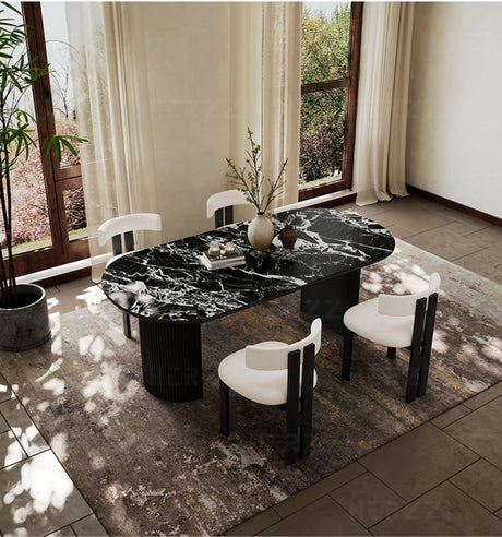 HERZZI Alaric Rustic Elegant Black Oval Dining Set from HERZZI
