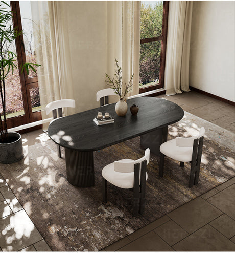HERZZI Alaric Rustic Elegant Black Oval Dining Set from HERZZI