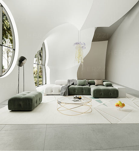 HERZZI Araceli Cozy Modular Sofa - French Cream Tofu Block Wabi-Sabi Style from HERZZI