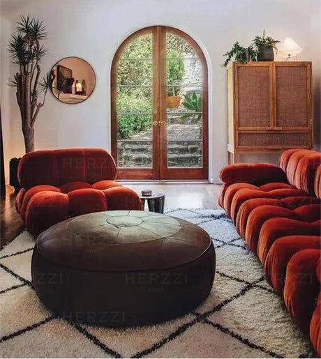 HERZZI Araceli Cozy Modular Sofa - French Cream Tofu Block Wabi-Sabi Style from HERZZI
