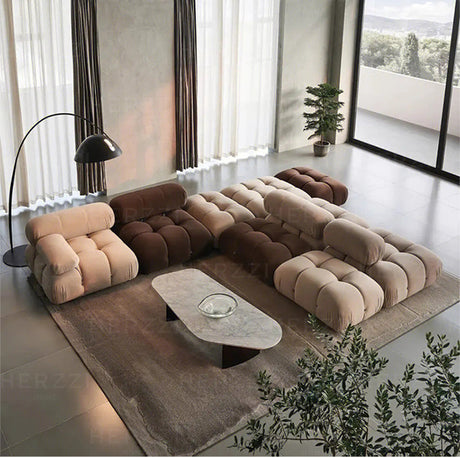 HERZZI Araceli Cozy Modular Sofa - French Cream Tofu Block Wabi-Sabi Style from HERZZI