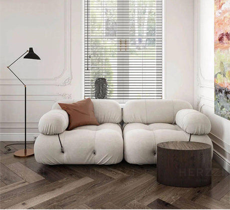 HERZZI Araceli Cozy Modular Sofa - French Cream Tofu Block Wabi-Sabi Style from HERZZI