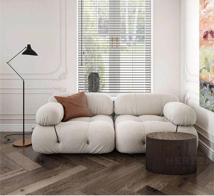 HERZZI Araceli Cozy Modular Sofa - French Cream Tofu Block Wabi-Sabi Style from HERZZI