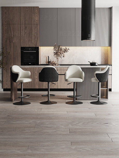 HERZZI Elowen Adjustable Modern Bar Stool - Black & White Elegant Design from HERZZI