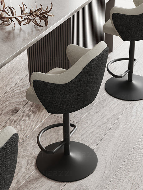 HERZZI Elowen Adjustable Modern Bar Stool - Black & White Elegant Design from HERZZI