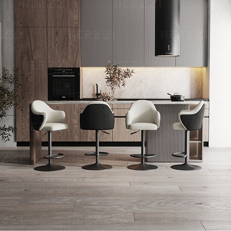HERZZI Elowen Adjustable Modern Bar Stool - Black & White Elegant Design from HERZZI