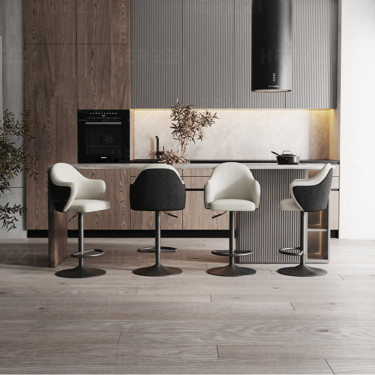 HERZZI Elowen Adjustable Modern Bar Stool - Black & White Elegant Design from HERZZI
