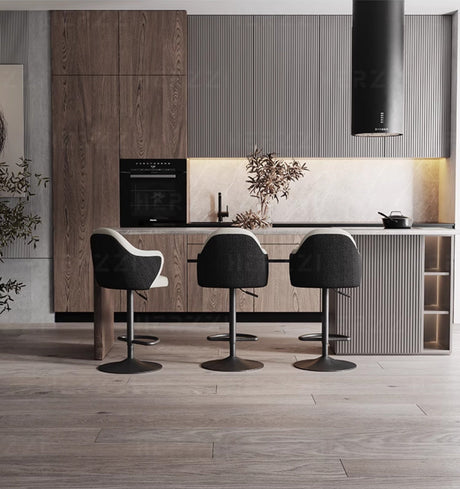 HERZZI Elowen Adjustable Modern Bar Stool - Black & White Elegant Design from HERZZI